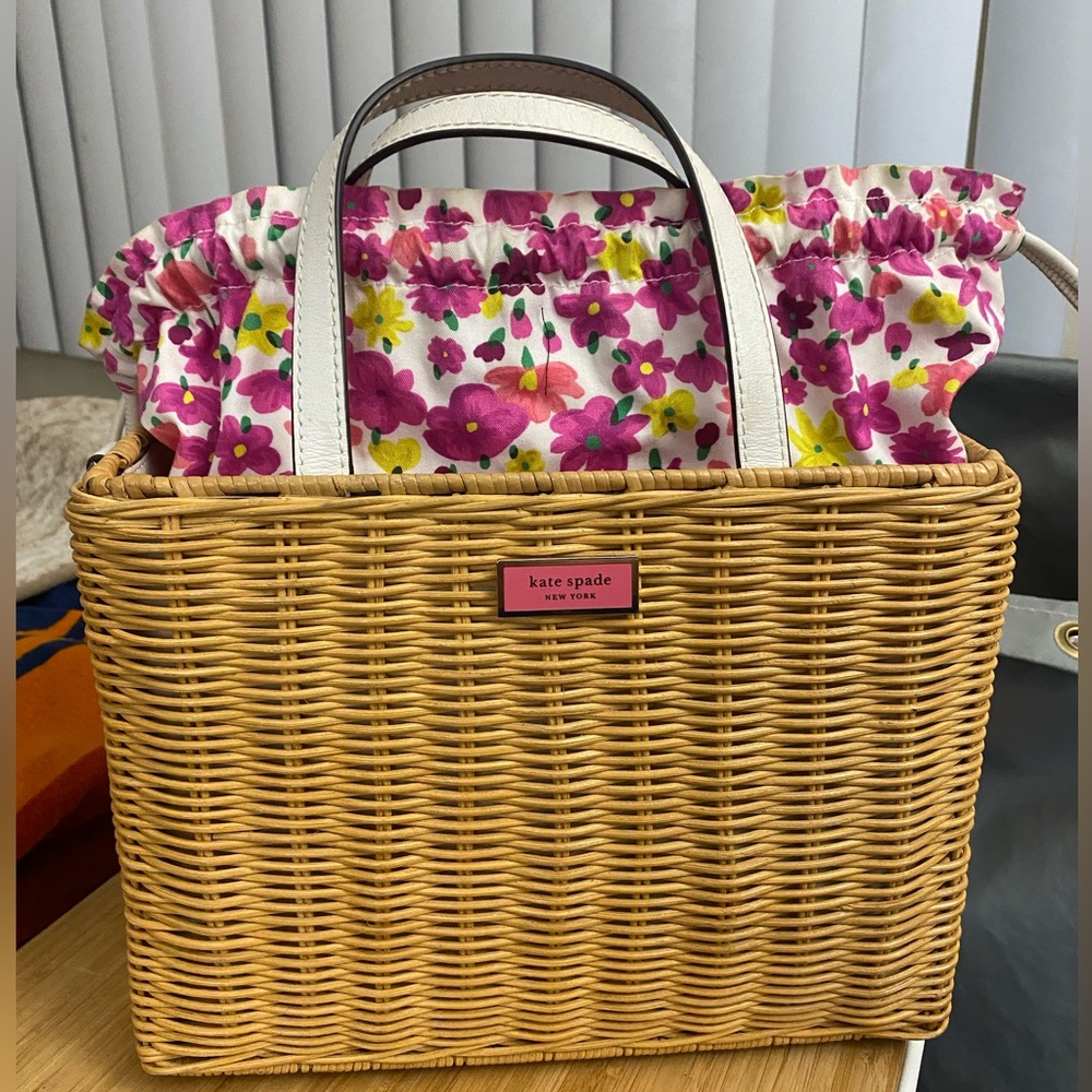 Kate Spade Sam Wicker Floral Satchel w/o bag strap
